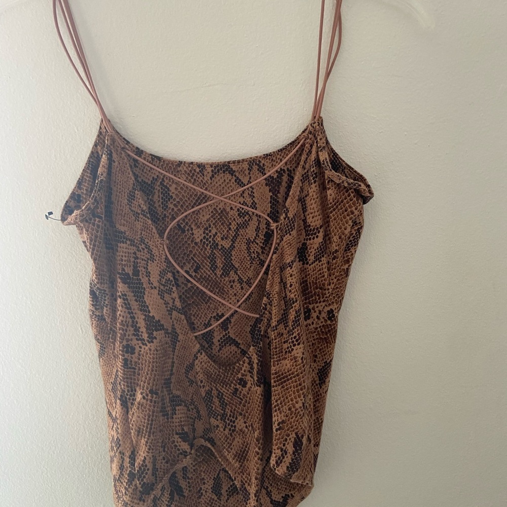 Express Snakeskin Body Suit Open Back
